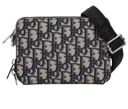 Oblique Jacquard Zipped Pouch, &pound;950, Handbags, Beige/Black, Canvas, Front view
